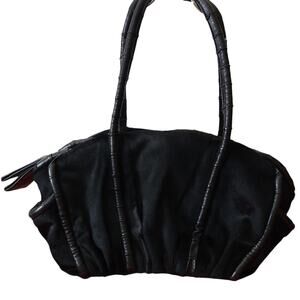 vintage Christian LOUBOUTIN leather pony hair black shoulder bag satchel purse